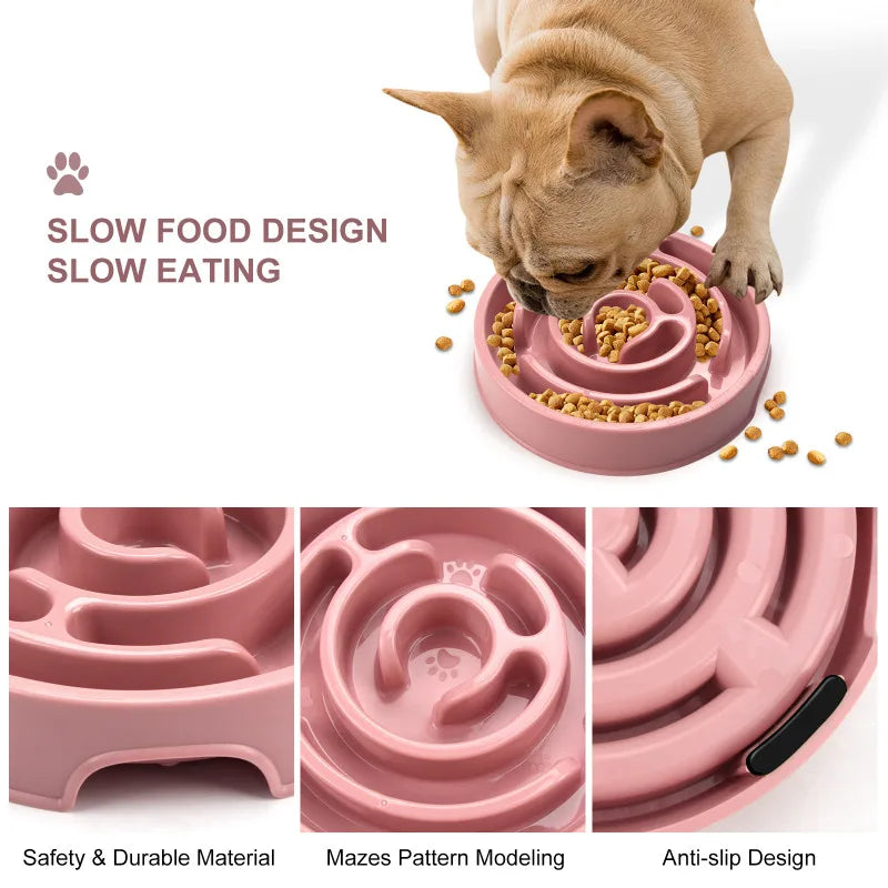 Canine Slow Feeder Dish Non Slip Playful Design Anti Choking Food Bowl Eco Friendly Pet Feeder for All Sized Dogs Puppies