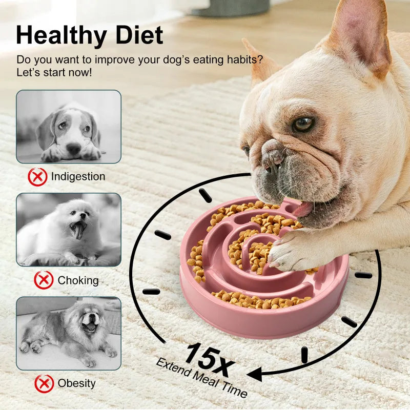 Canine Slow Feeder Dish Non Slip Playful Design Anti Choking Food Bowl Eco Friendly Pet Feeder for All Sized Dogs Puppies
