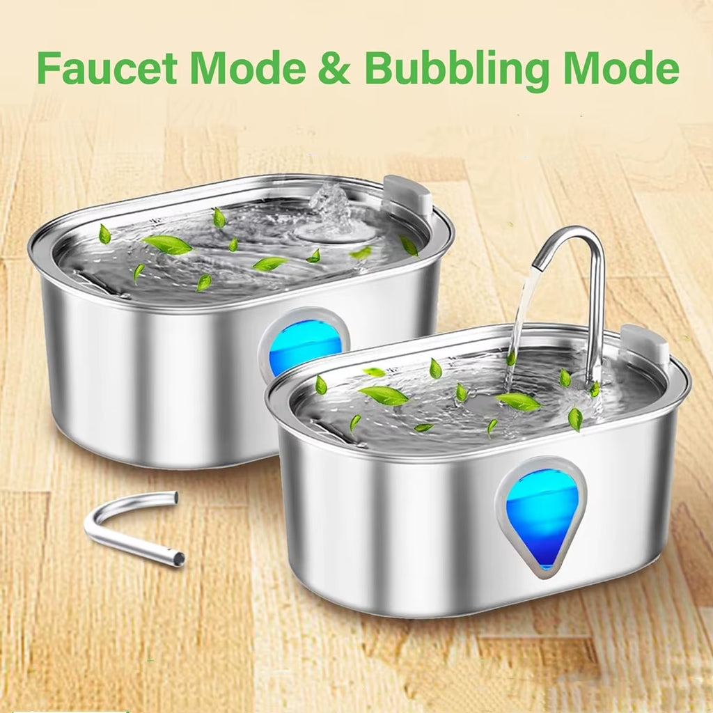 3.5L Large Capacity Pet Water Dispenser Automatic Stainless Steel Cat Water Fountain with Transparent Window Observe Water Level