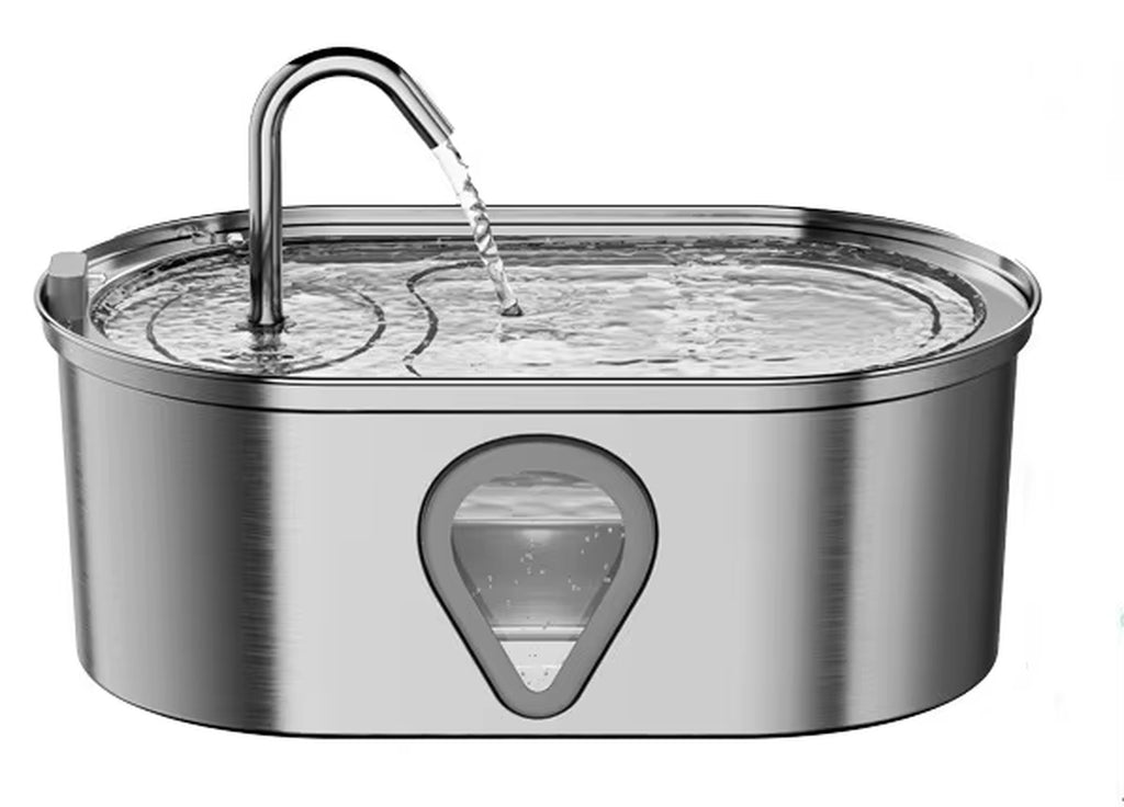 3.5L Large Capacity Pet Water Dispenser Automatic Stainless Steel Cat Water Fountain with Transparent Window Observe Water Level