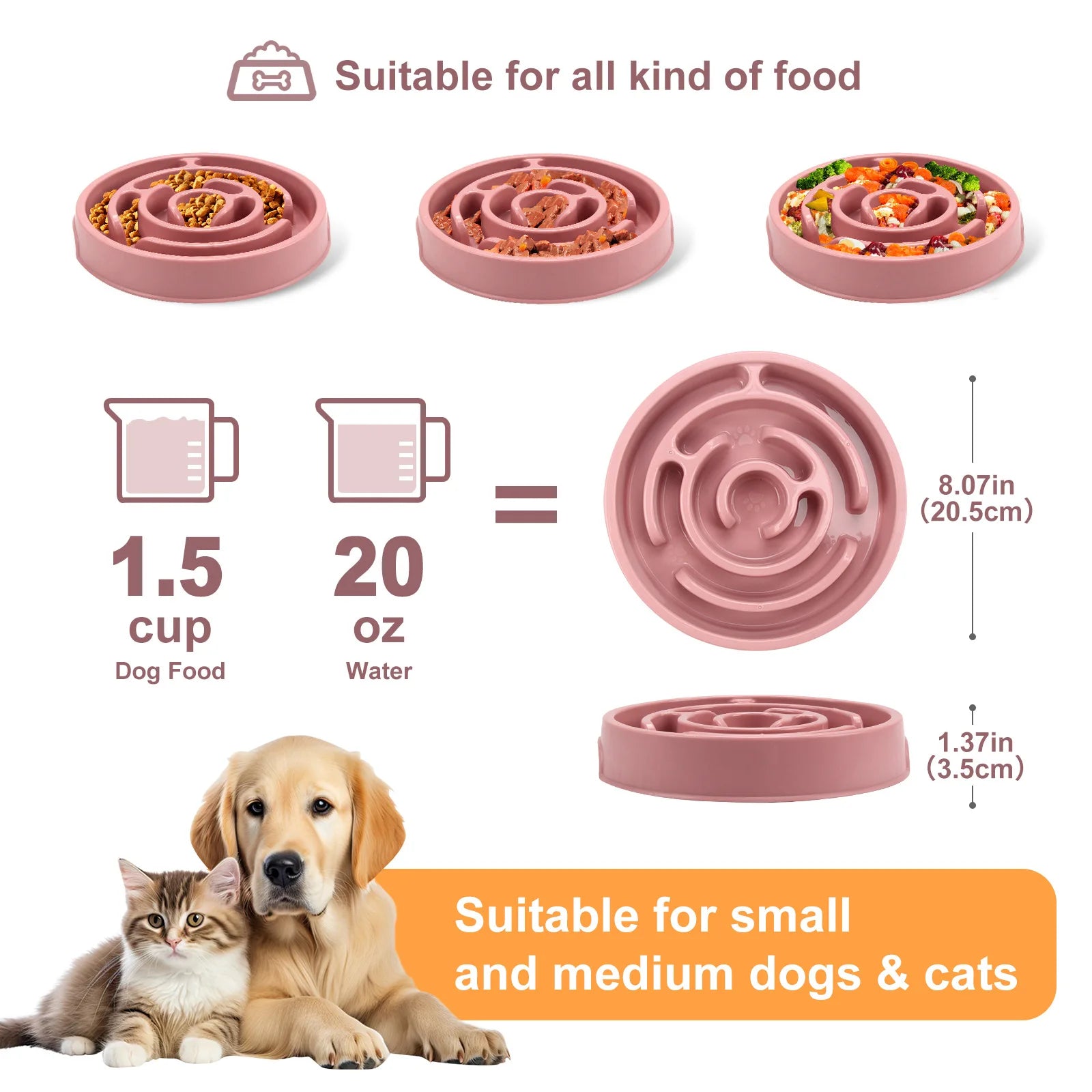 Canine Slow Feeder Dish Non Slip Playful Design Anti Choking Food Bowl Eco Friendly Pet Feeder for All Sized Dogs Puppies