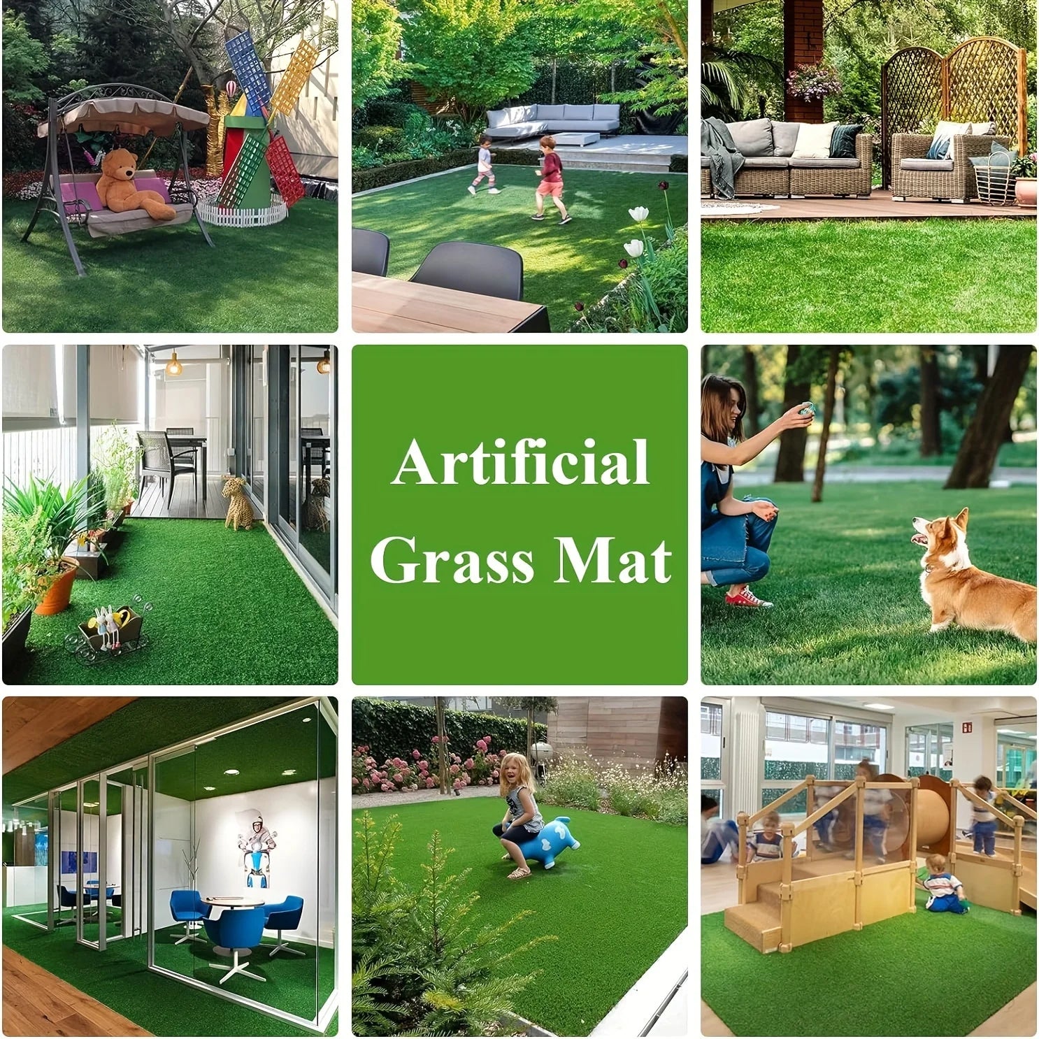 PP PE Pet Grass Pad - Artificial Turf Mat for Dog Cat Toilet Training, Indoor Outdoor Lawn Replacement Washable Eco-Friendly