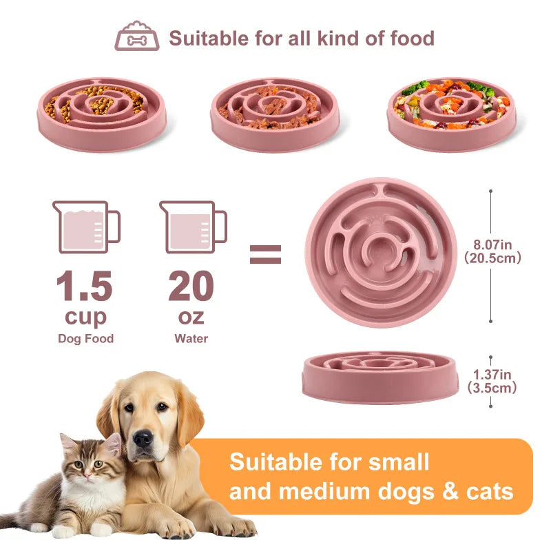 Canine Slow Feeder Dish Non Slip Playful Design Anti Choking Food Bowl Eco Friendly Pet Feeder for All Sized Dogs Puppies