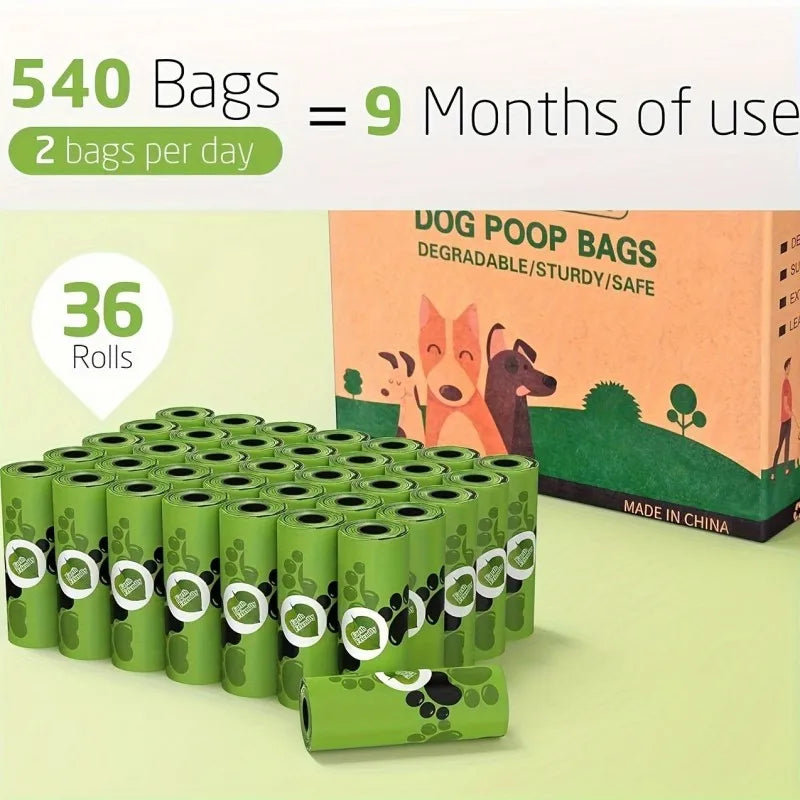 Biodegradable Pet Waste Bags - Extra Thick Poop Bags for Dogs & Cats, Portable Roll with Dispenser, Eco-Friendly & Lea