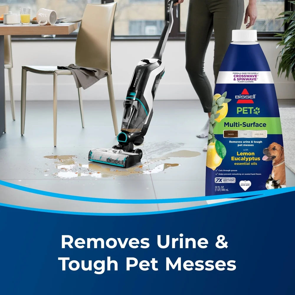 PET Multi-Surface Floor Cleaner Lemon Eucalyptus 32 oz Streak-Free Eco-Friendly Hardwood Rugs Urine Dirt Pet Messes Safe Kids